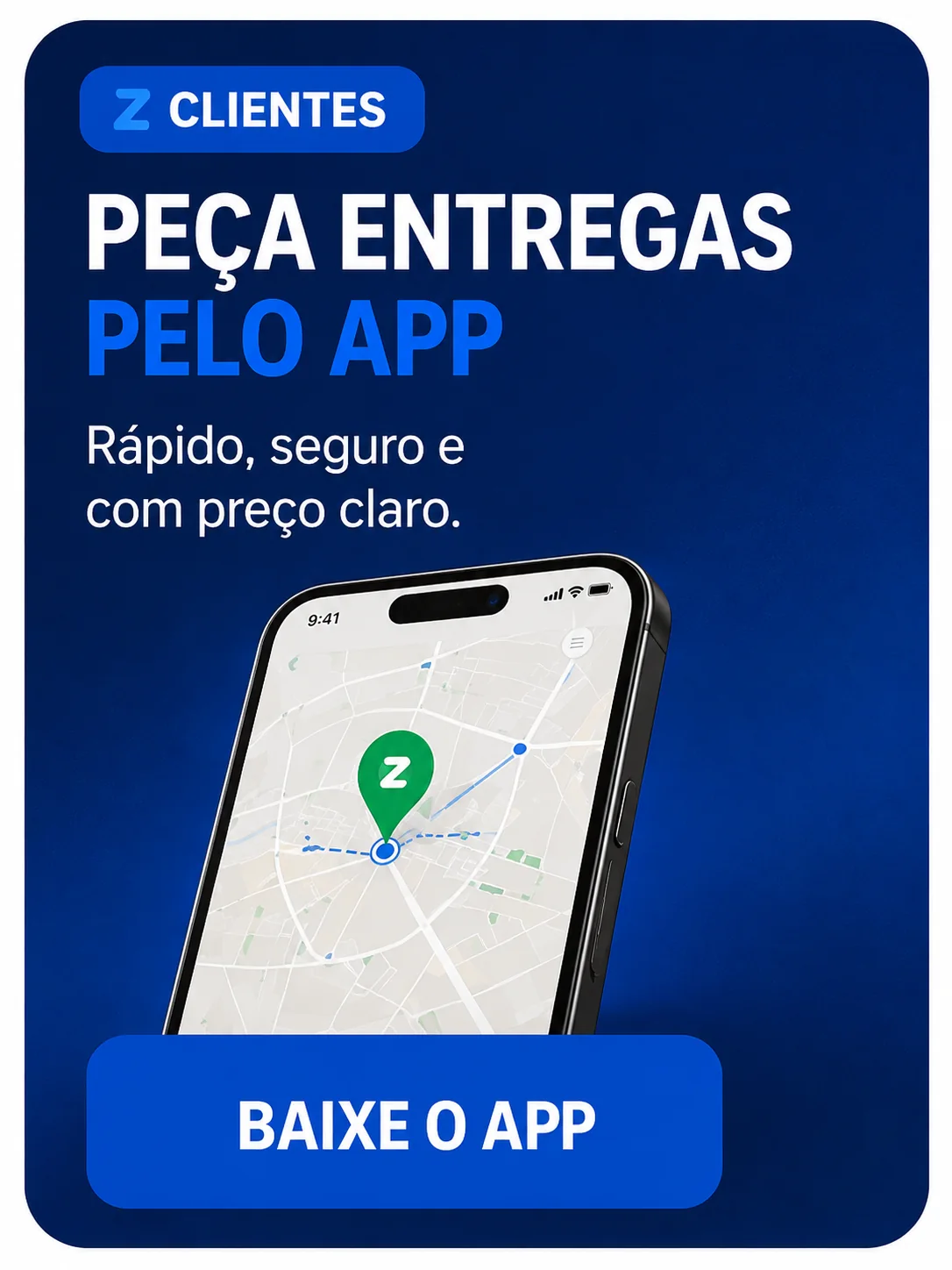 Cliente usando o app Zikes para pedir entrega em tempo real