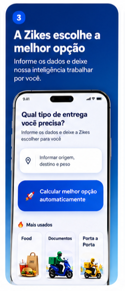 App sugerindo a melhor opção de entrega