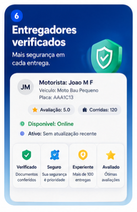 Tela com motorista verificado no app ZIKES
